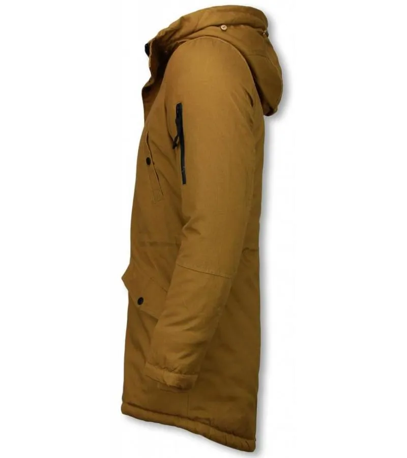 Parkas hombre - Abrigo de Invierno para hombres - Capucha pelo falsa - Amarillo