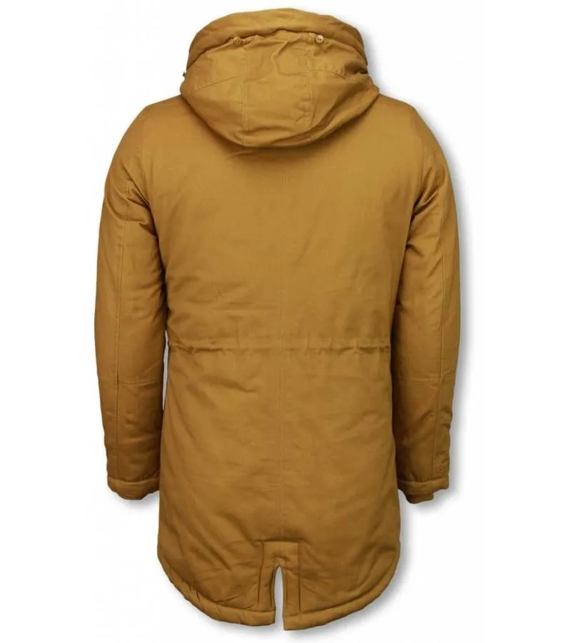 Parkas hombre - Abrigo de Invierno para hombres - Capucha pelo falsa - Amarillo