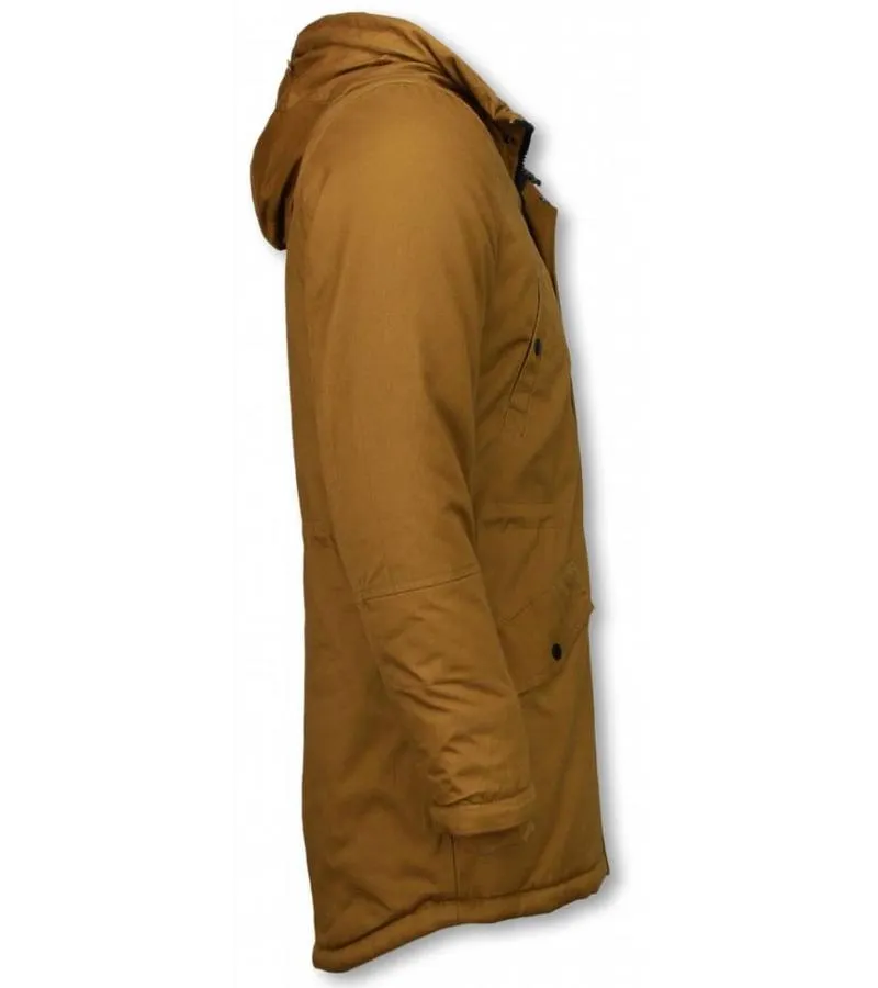 Parkas hombre - Abrigo de Invierno para hombres - Capucha pelo falsa - Amarillo