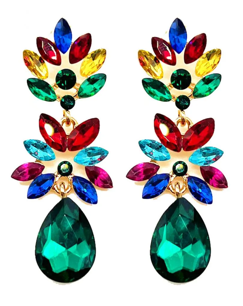 PENDIENTES DE FIESTA CON CRISTAL MULTICOLOR EXTRA BRILLO