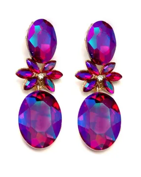 PENDIENTES LARGOS DE FIESTA EN TORNASOL FUCSIA Y BUGAMBILIA