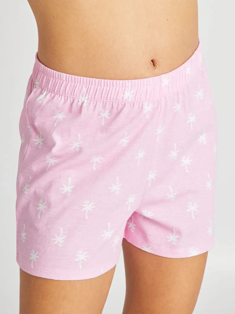 Pijama camiseta de tirantes + short - 2 piezas - ROSA