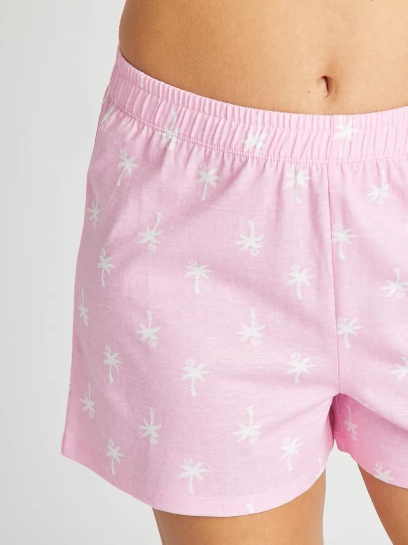 Pijama camiseta de tirantes + short - 2 piezas - ROSA