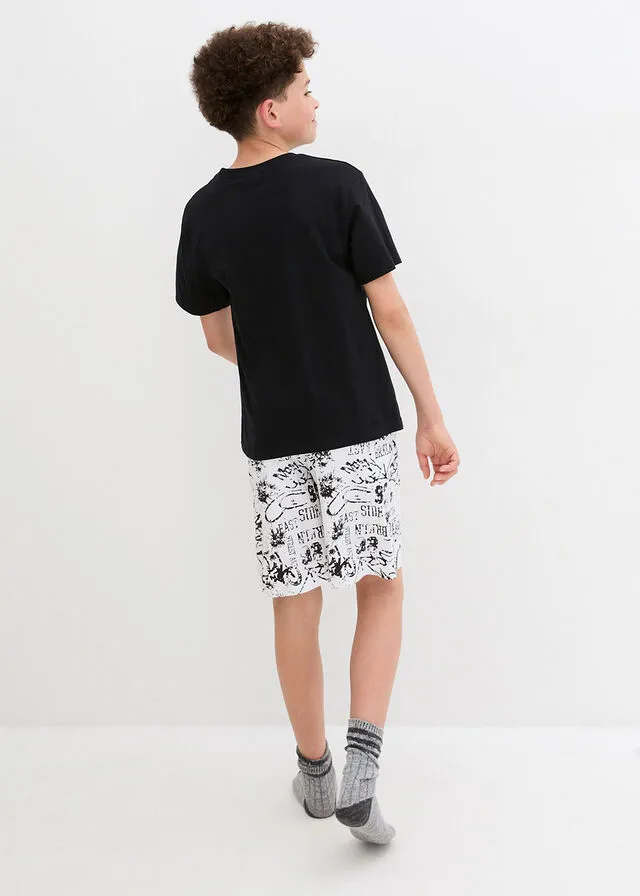 Pijama corto para niños (2 piezas) Blanco-negro