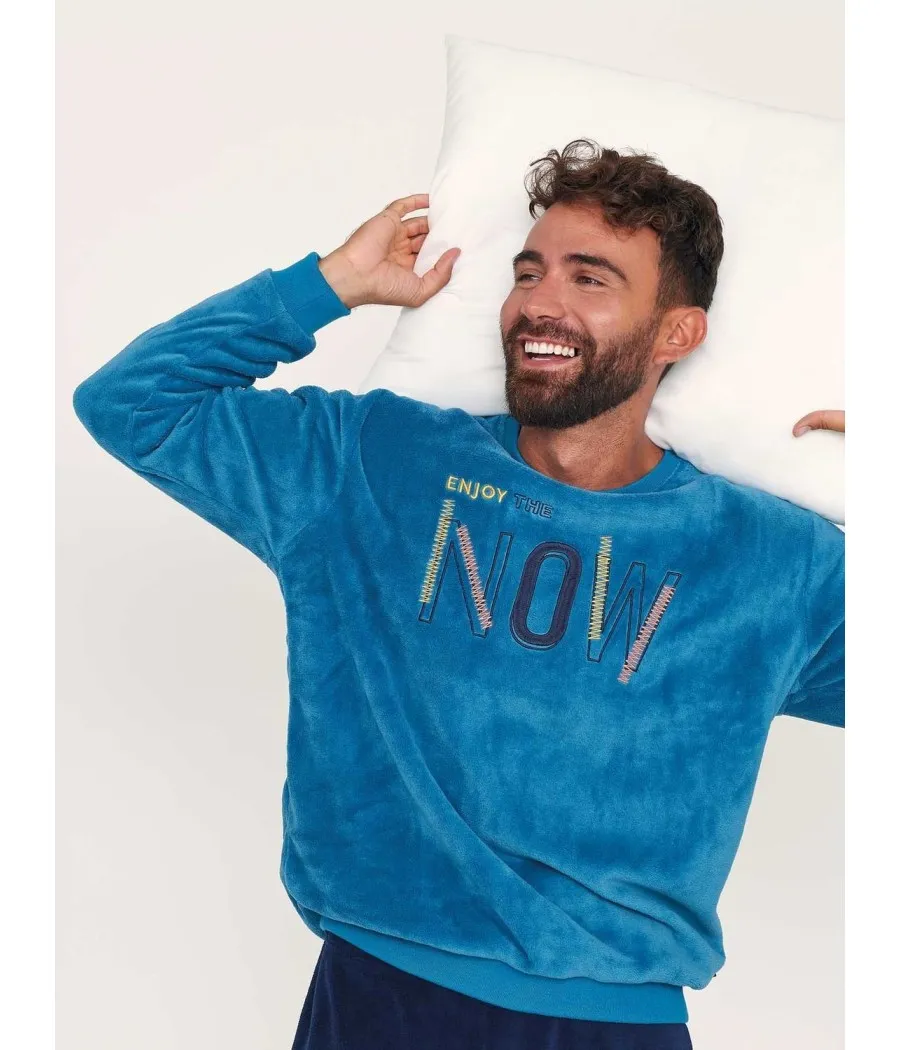 Pijama térmico hombre invierno Muidemi azul coralina