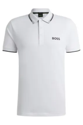 Polo de mezcla de algodón con logos en contraste