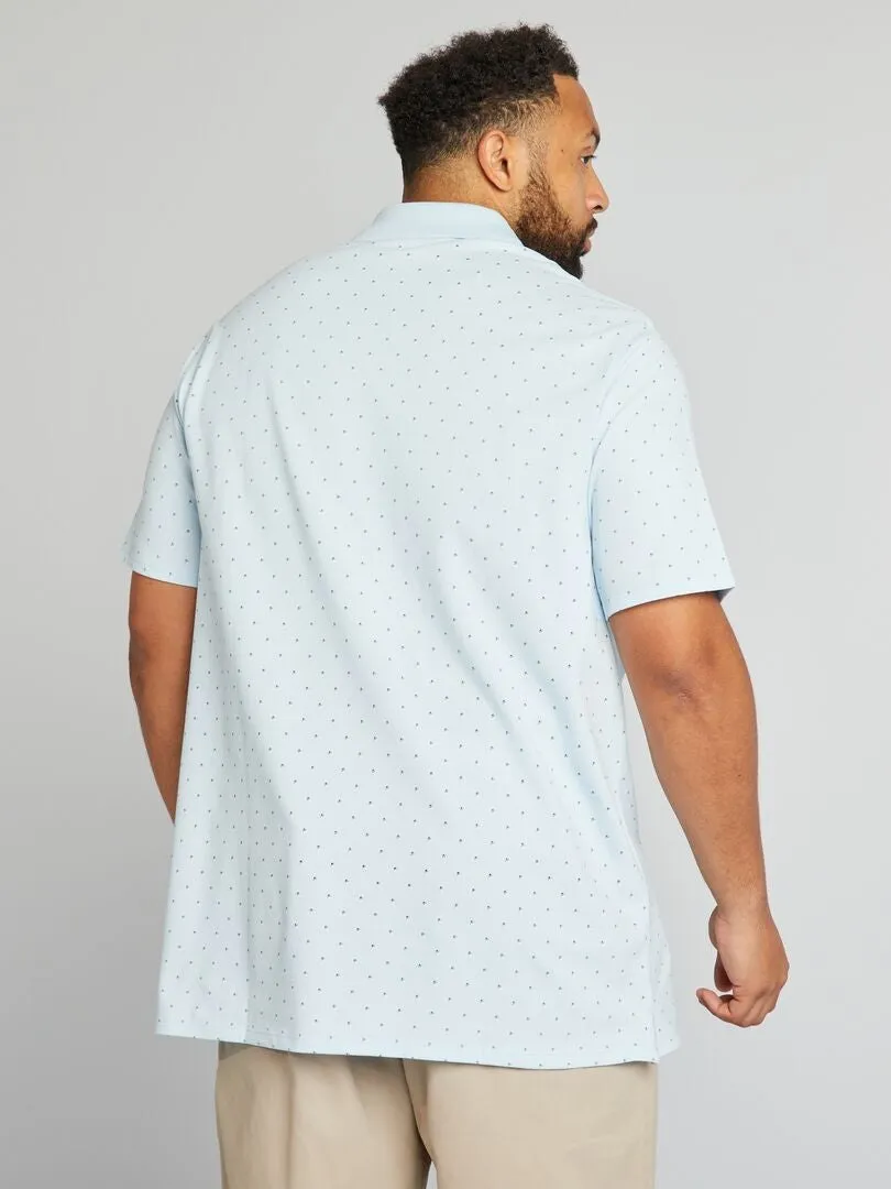 Polo de piqué de algodón con estampados - AZUL