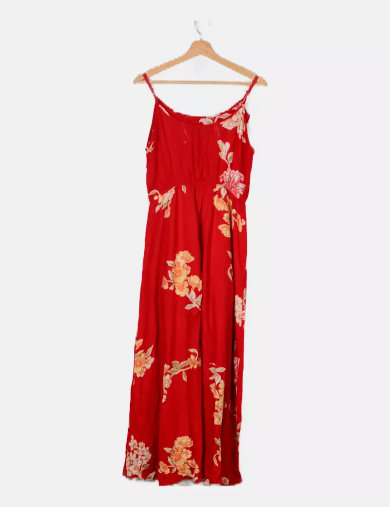 Primark Vestido maxi rojo estampado floral