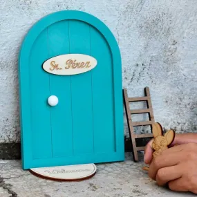 Puerta madera ratoncito Peréz  verde agua para niños