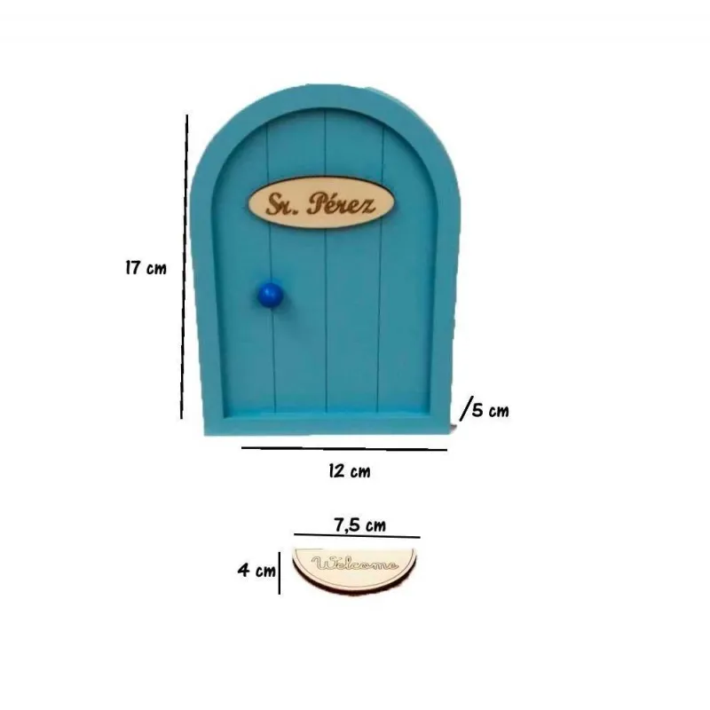 Puerta ratoncito Pérez azul claro para niños