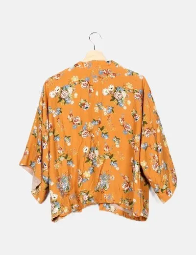 River Island Kimono mostaza estampado floral