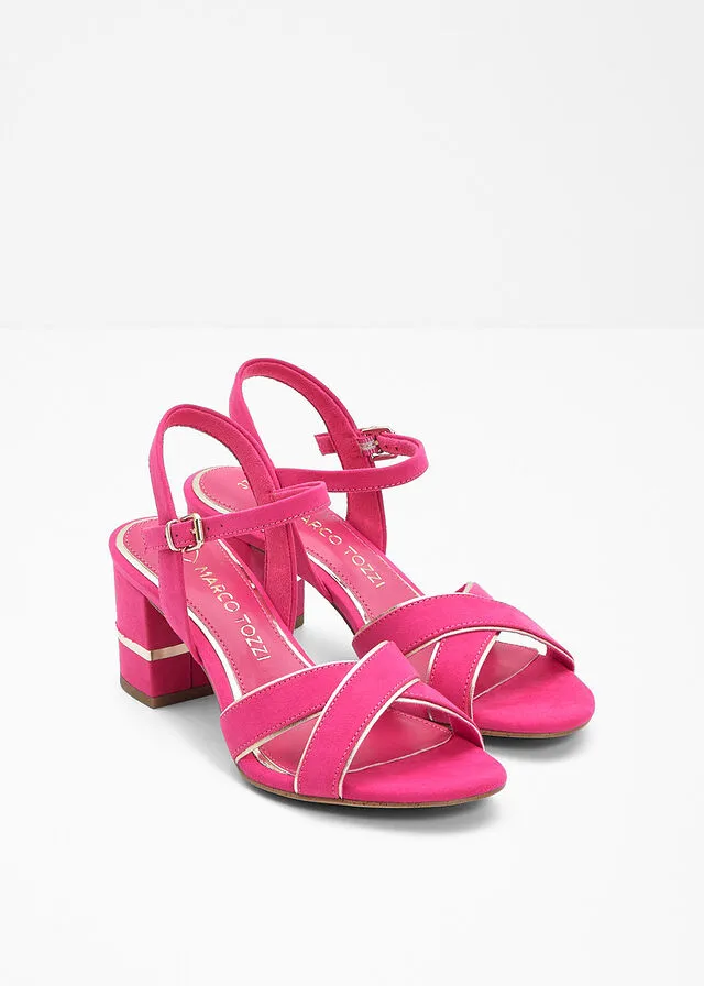 Sandalias de tacón rosa caliente