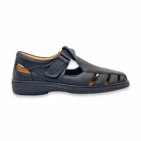 Sandalias Para Diabeticos Hombre Piel Grabada Suela Antideslizante Y Plantilla Extraible SANDAL Negro, de Primocx