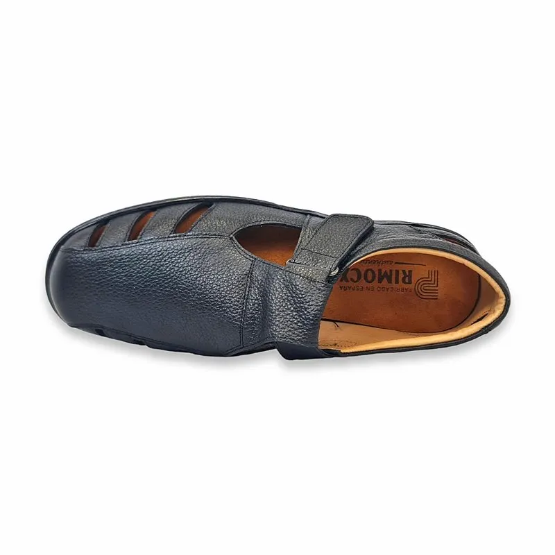 Sandalias Para Diabeticos Hombre Piel Grabada Suela Antideslizante Y Plantilla Extraible SANDAL Negro, de Primocx