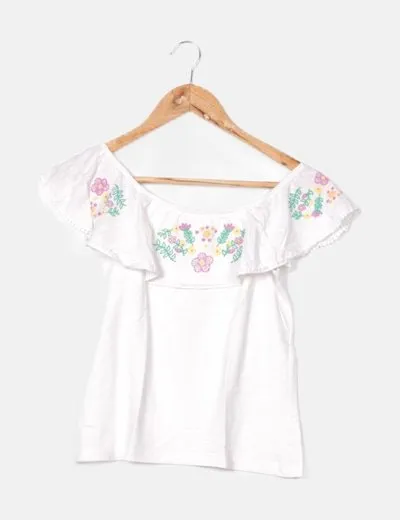 Sfera Camiseta blanca estampado floral