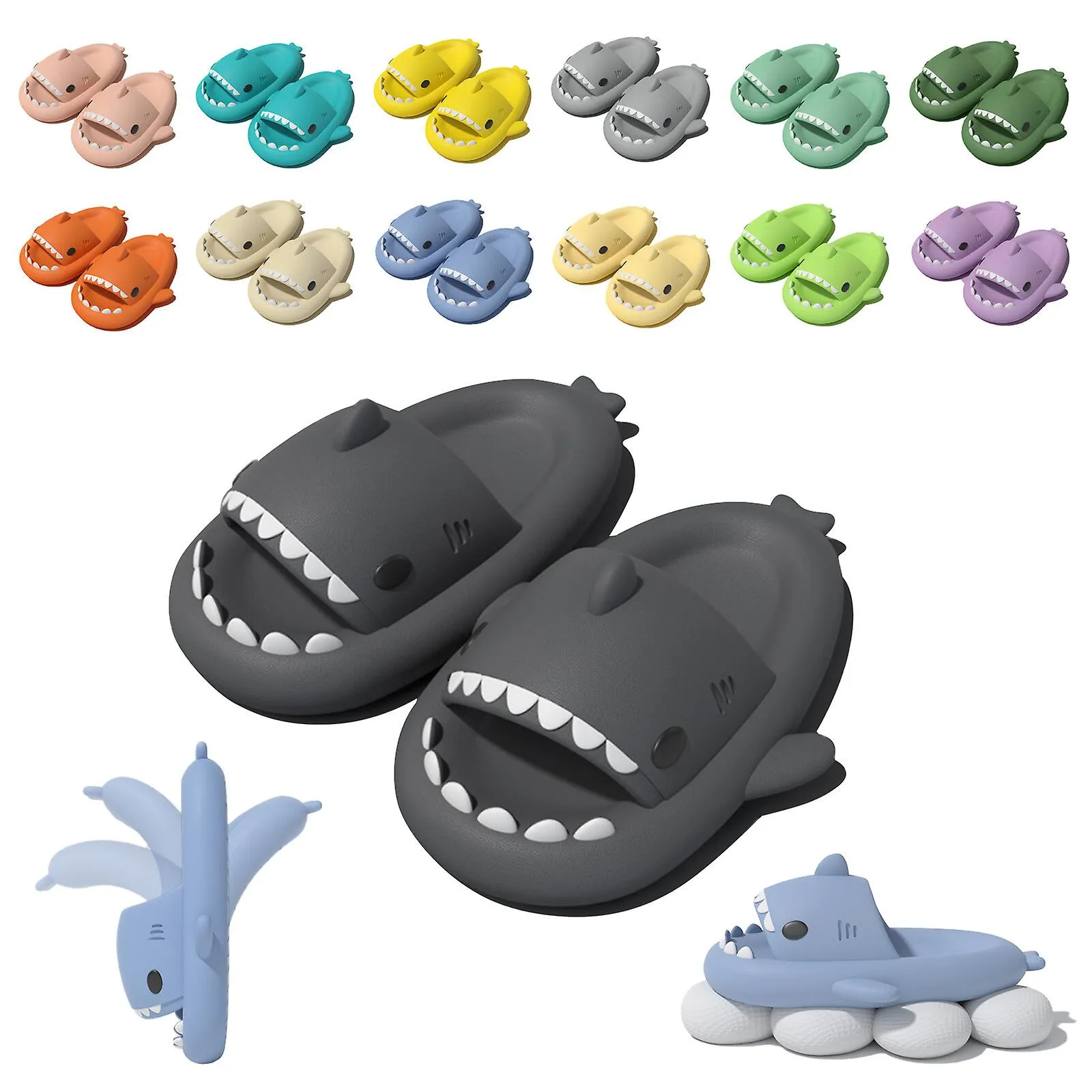 Shark Pareja Zapatillas Para Hombres Parejas Niños Niños Chanclas EVA Plataforma Al Aire Libre Dibujos Animados Antideslizantes 