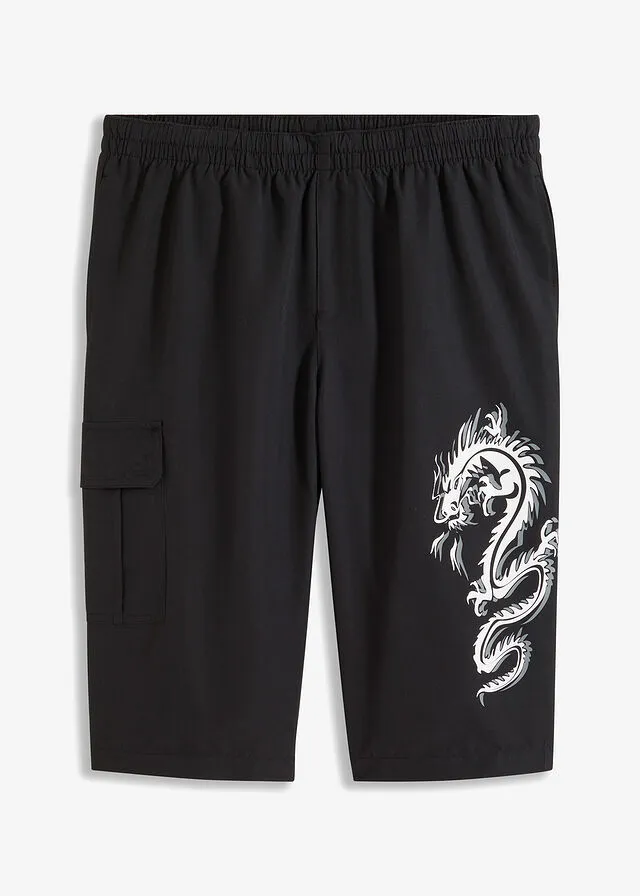 Shorts con estampado dragón Negro