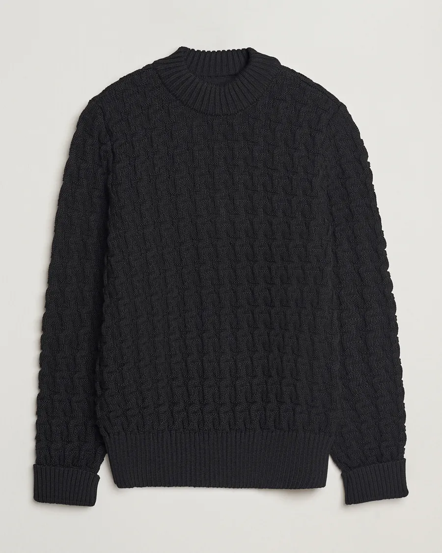 S.N.S. Herning Stark Wool Cable Knit Sweater Black