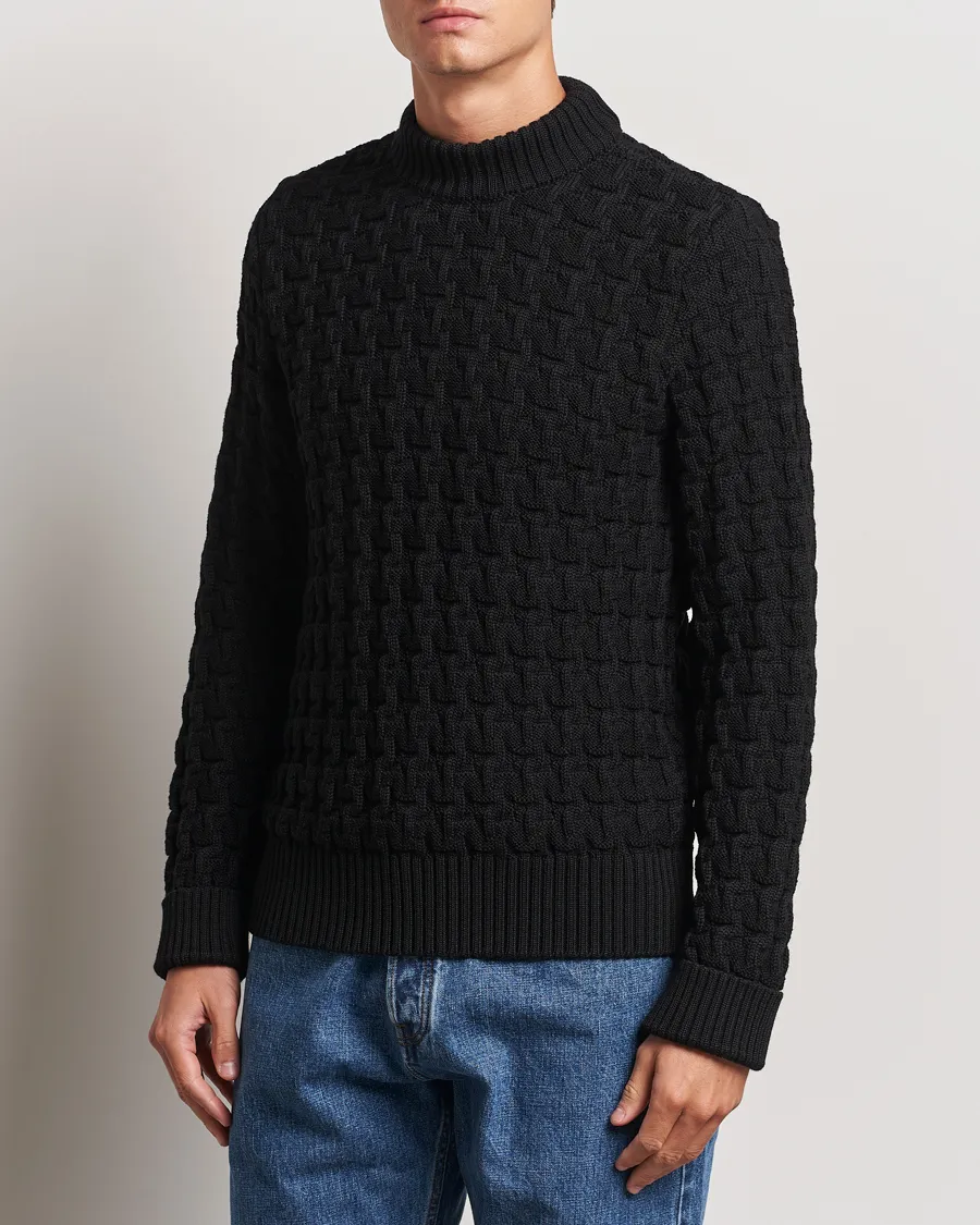 S.N.S. Herning Stark Wool Cable Knit Sweater Black