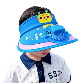 Sombrero de ala ancha para niños con ventilador portátil Sombrero de sol transpirable para niños niña