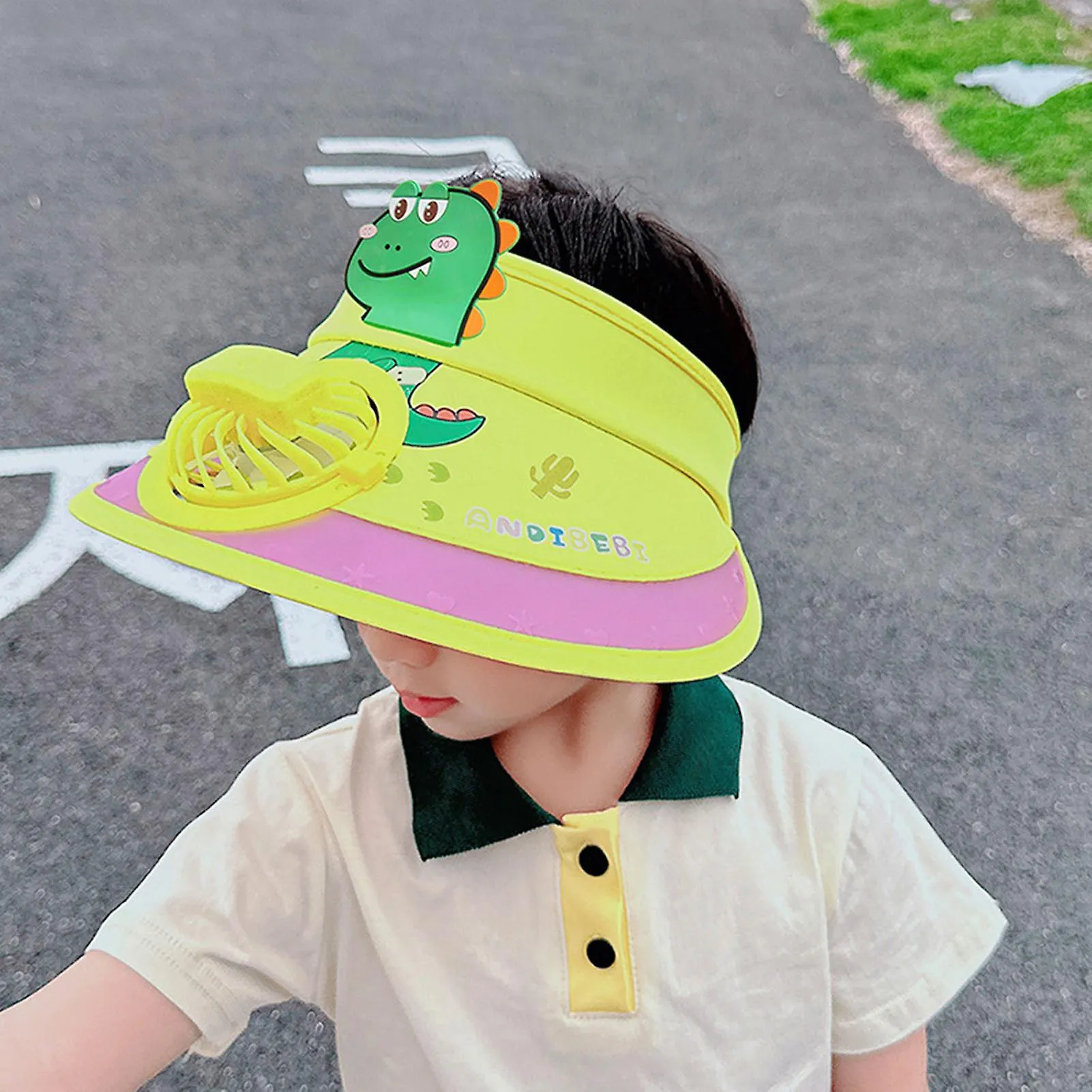 Sombrero de ala ancha para niños con ventilador portátil Sombrero de sol transpirable para niños niña