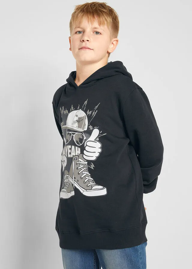 Sudadera con capucha Negro estampado