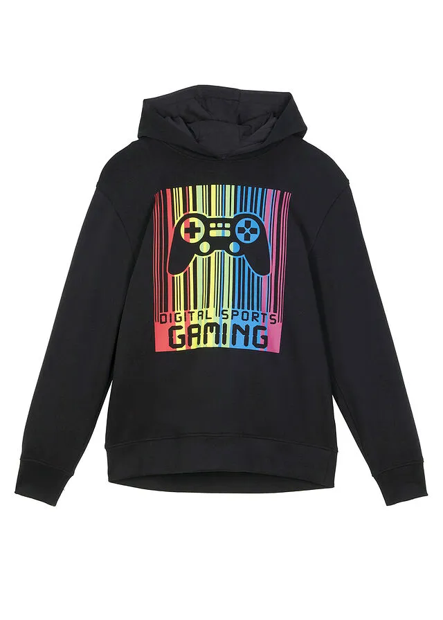 Sudadera con capucha para niños Negro estampado