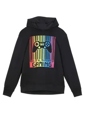 Sudadera con capucha para niños Negro estampado