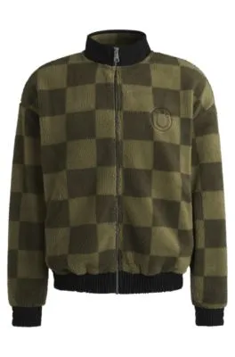 Sudadera holgada con cremallera y estampado de cuadros