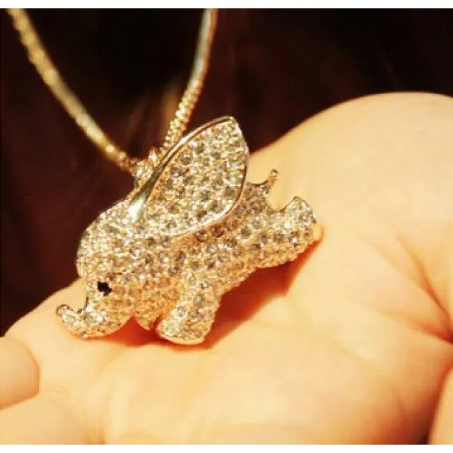 Super Cute Baby Elephant Animal Pendant Necklace