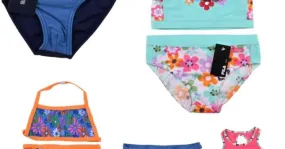 SURTIDO DE TRAJES DE BAÑO PARA NIÑOS FILA: PAQUETE VARIADO PARA NIÑAS Y NIÑOS DE 3 A 16 AÑOS (AA85)