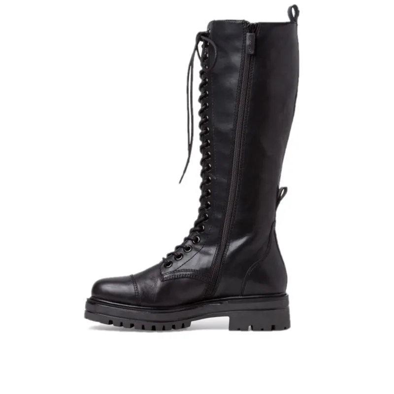 TAMARIS 25607 Negro. Bota alta militar mujer.