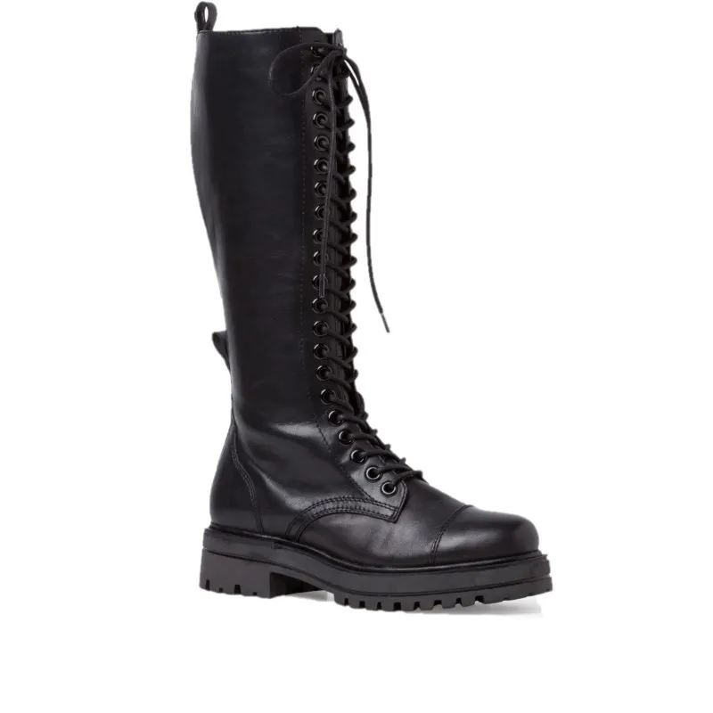 TAMARIS 25607 Negro. Bota alta militar mujer.