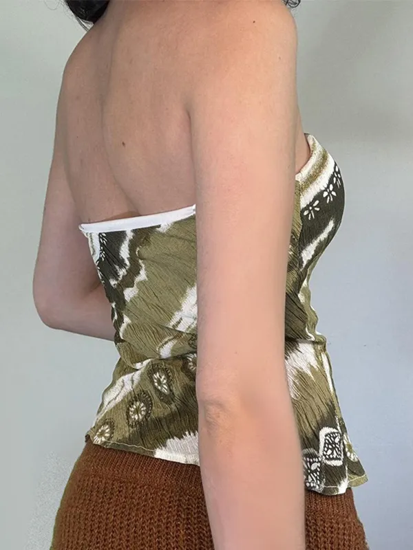 Top bandeau ajustado con estampado retro personalizado