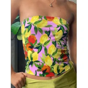 Top bandeau con estampado hawaiano