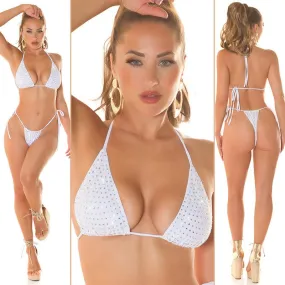 Top bikini blanco con brillante