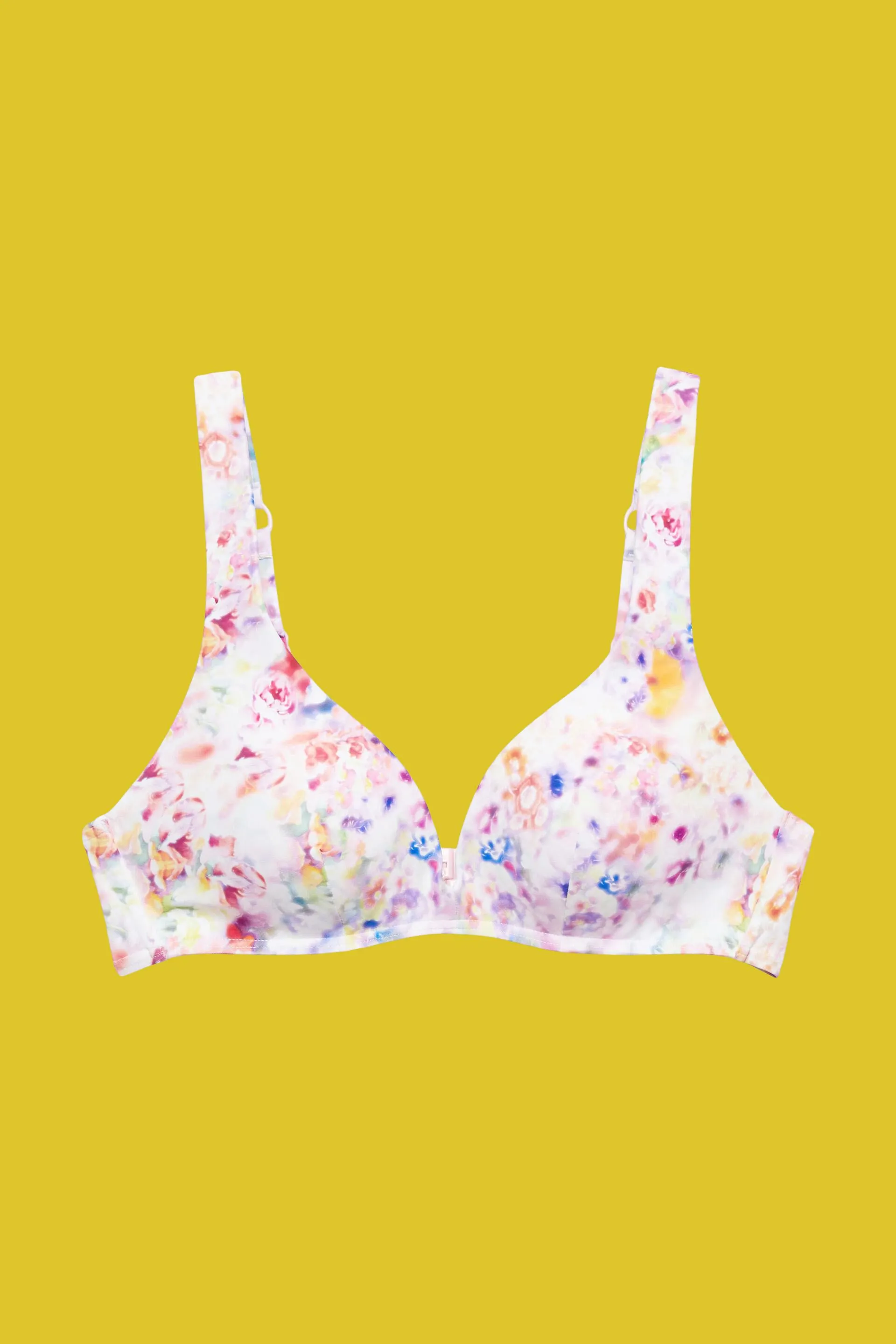 Top de bikini acolchado con estampado floral