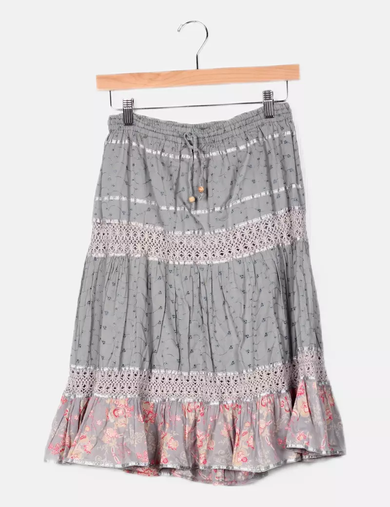 Vero Moda Falda gris estampado floral