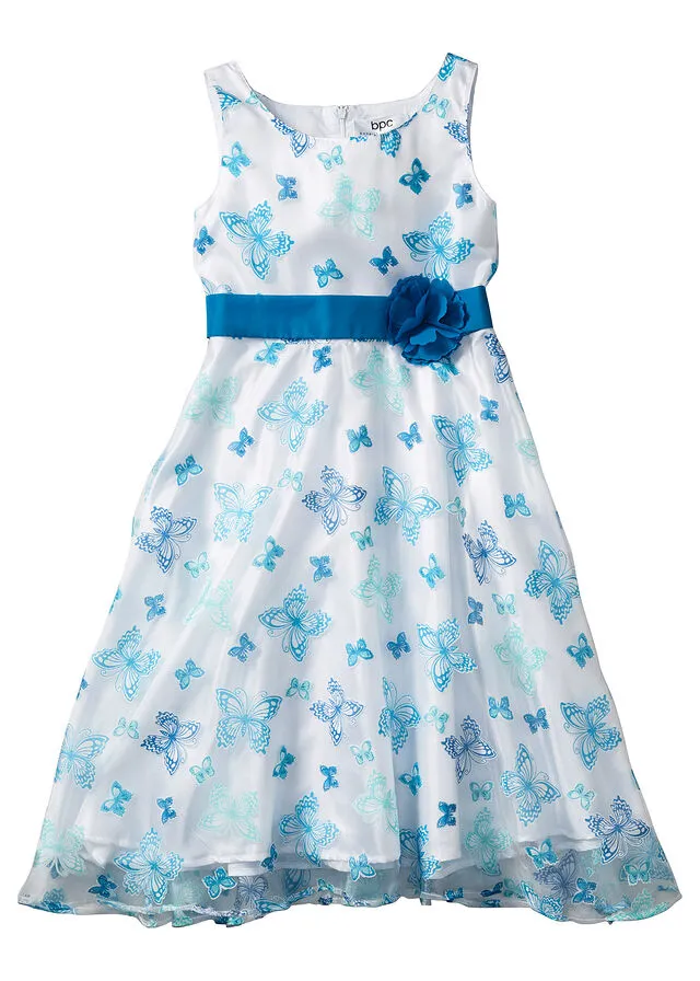 Vestido de fiesta para niñas Blanco/turquesa, mariposas