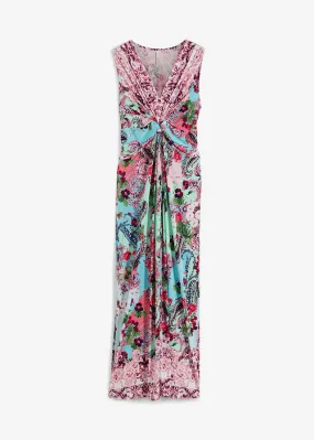 Vestido maxi con estampado Azul-rosa estampado