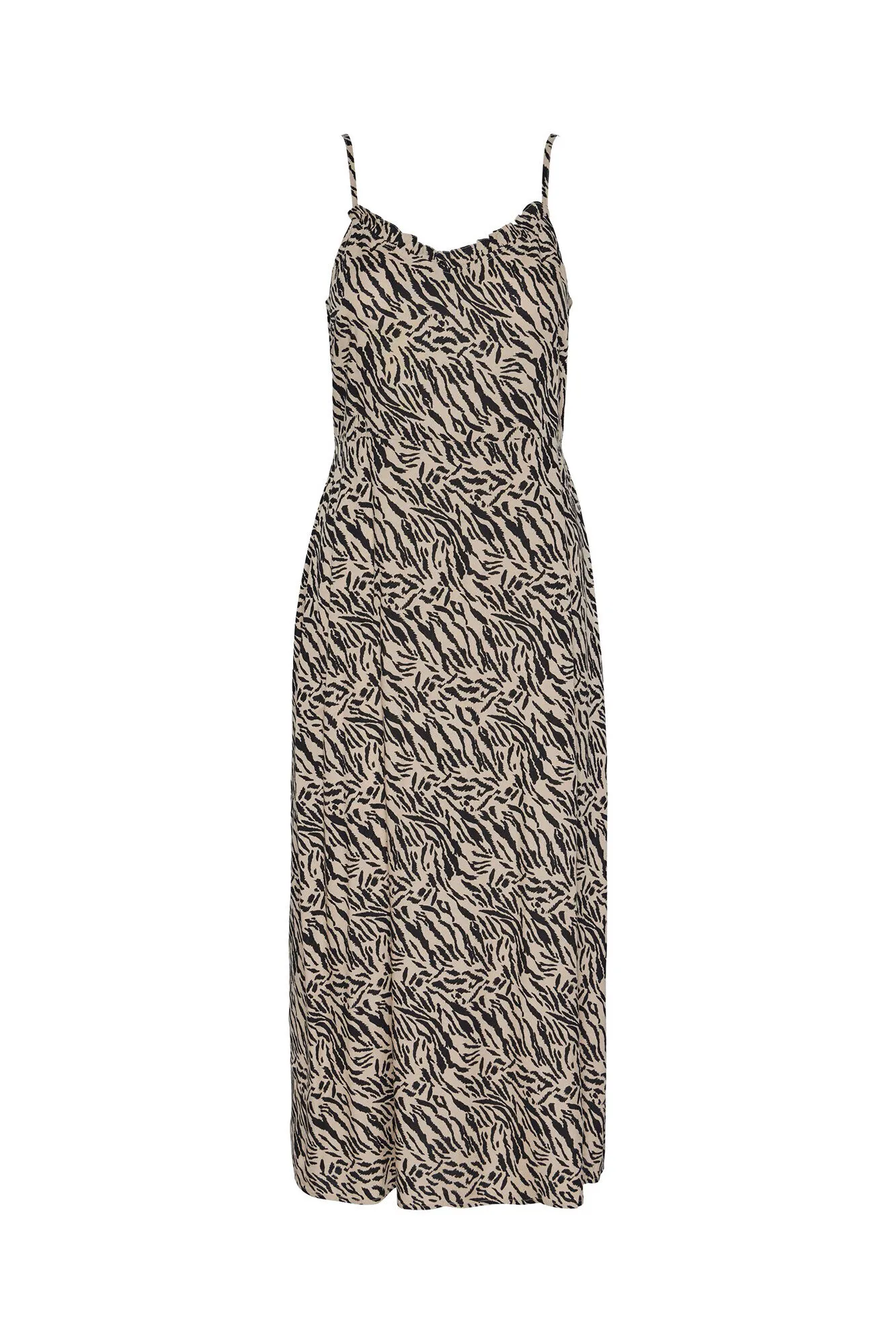 Vestido midi de tirantes estampado animal print