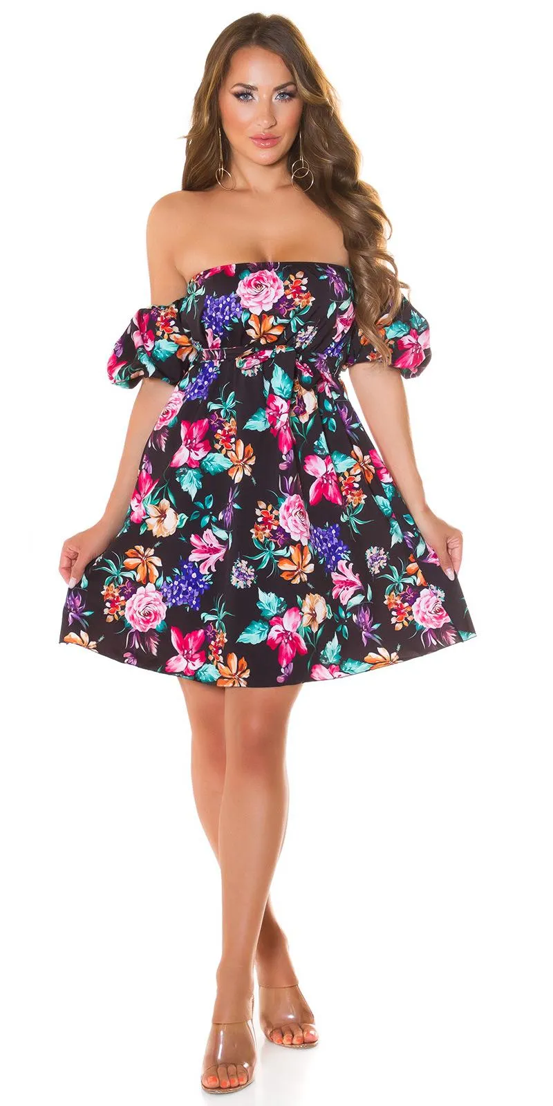 Vestido Negro corto floral 