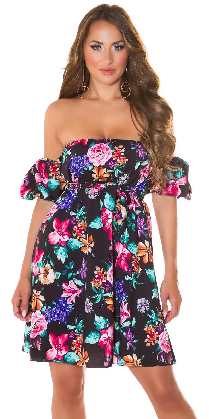 Vestido Negro corto floral 