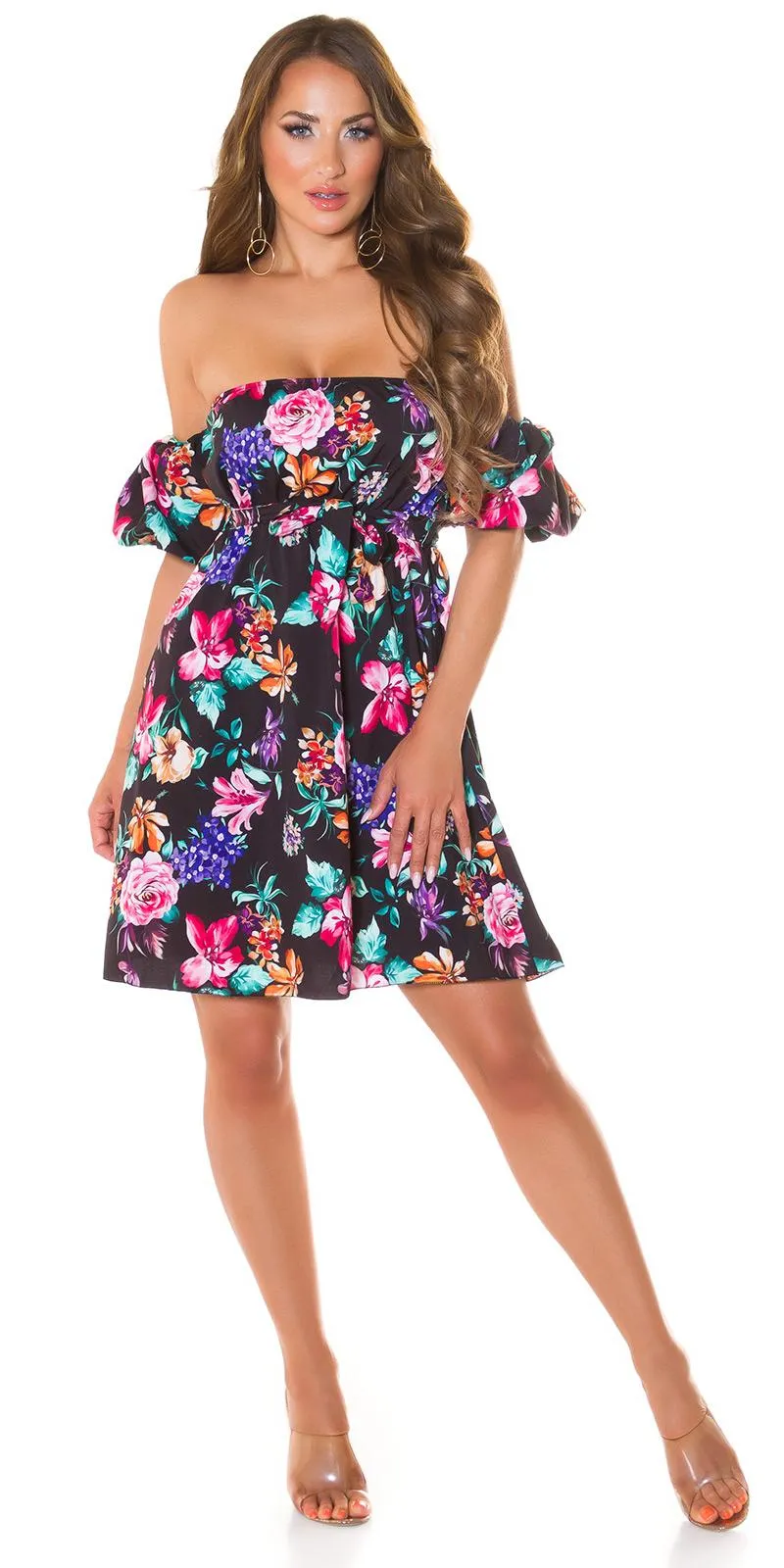 Vestido Negro corto floral 