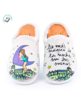 Zapatilla de Casa "Lo más mágico de las noches son los sueños" Everest Gris