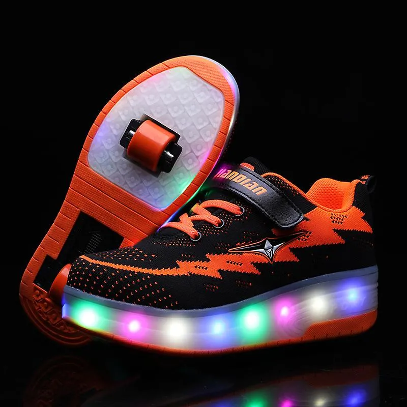 Zapatillas para niños USB recarga iluminar patines zapatos niños niñas casual skateboarding shoe roller skate zapatos deportivos