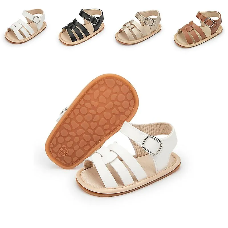 Zapatos de bebé Sandalias infantiles de cuero Goma plana antideslizante Suela suave Niña niña Primeros caminantes Zapatos de cun