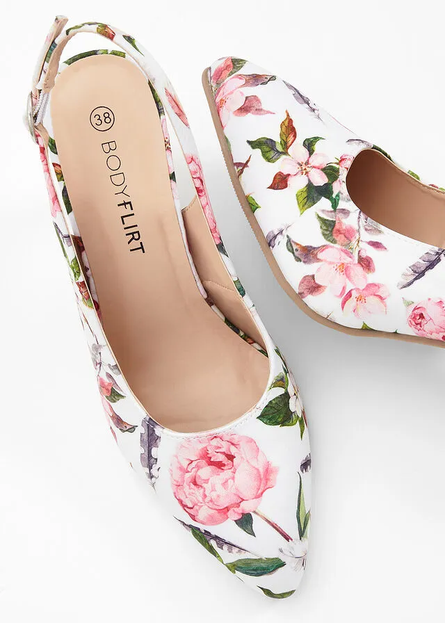 Zapatos de tacón con el talón al descubierto Crema estampado