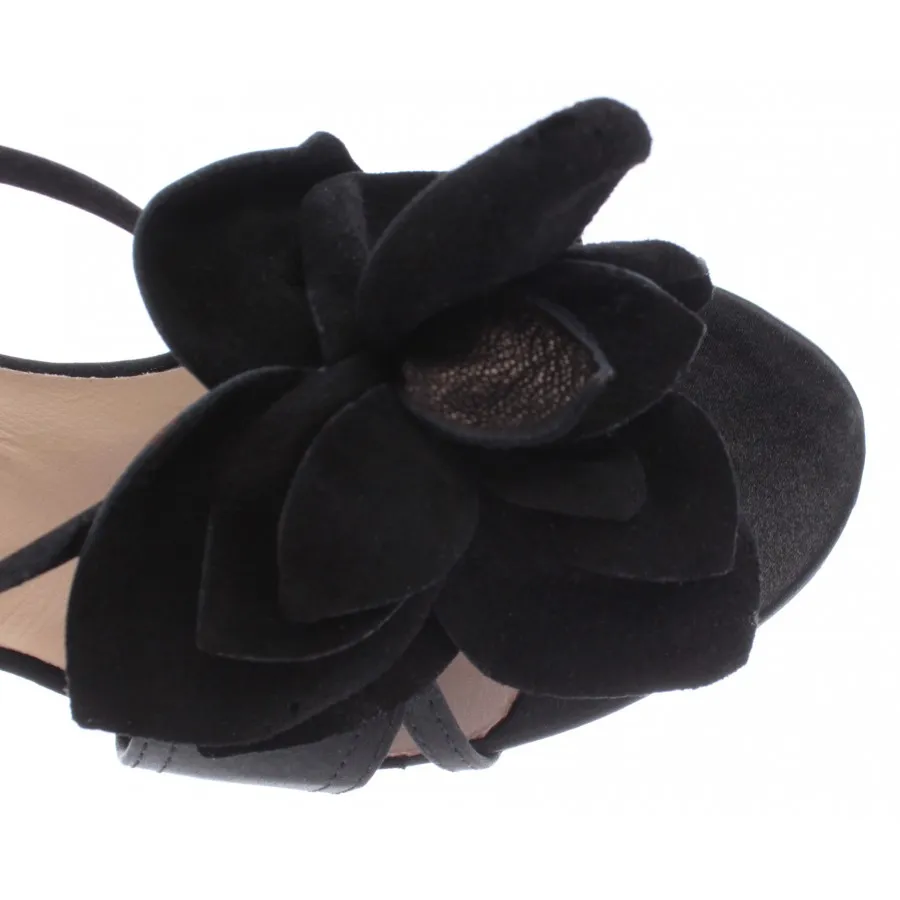 Zapatos De Tacón Sandalias Mujer MANAS LEA FOSCATI Piel Negro Made In Italy