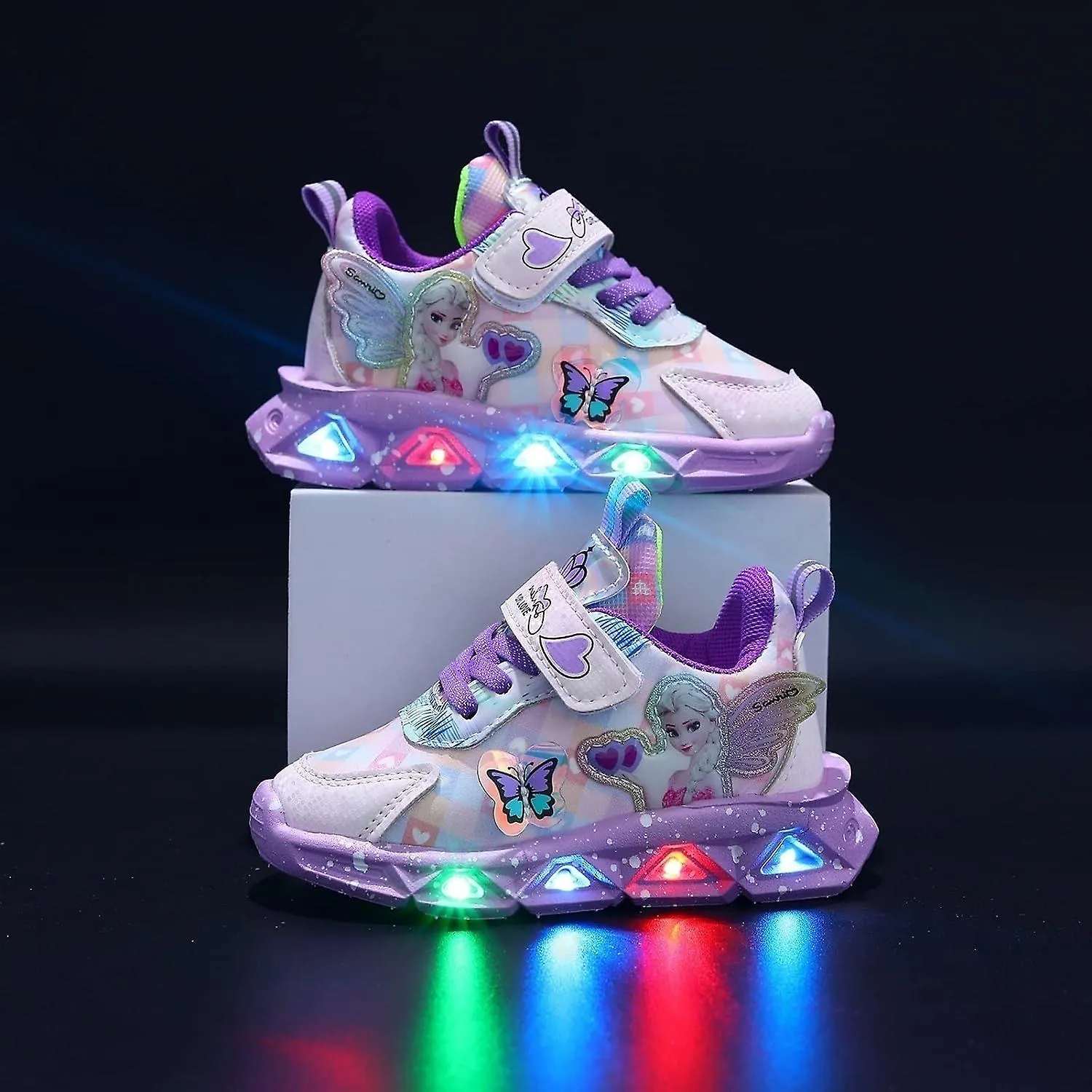 Zapatos frescos para niñas Elsa Led Light Up Shoes Flashing Zapatos para niños 27 Pink Sneaker Baby Sport Flashing Sneakers Runn